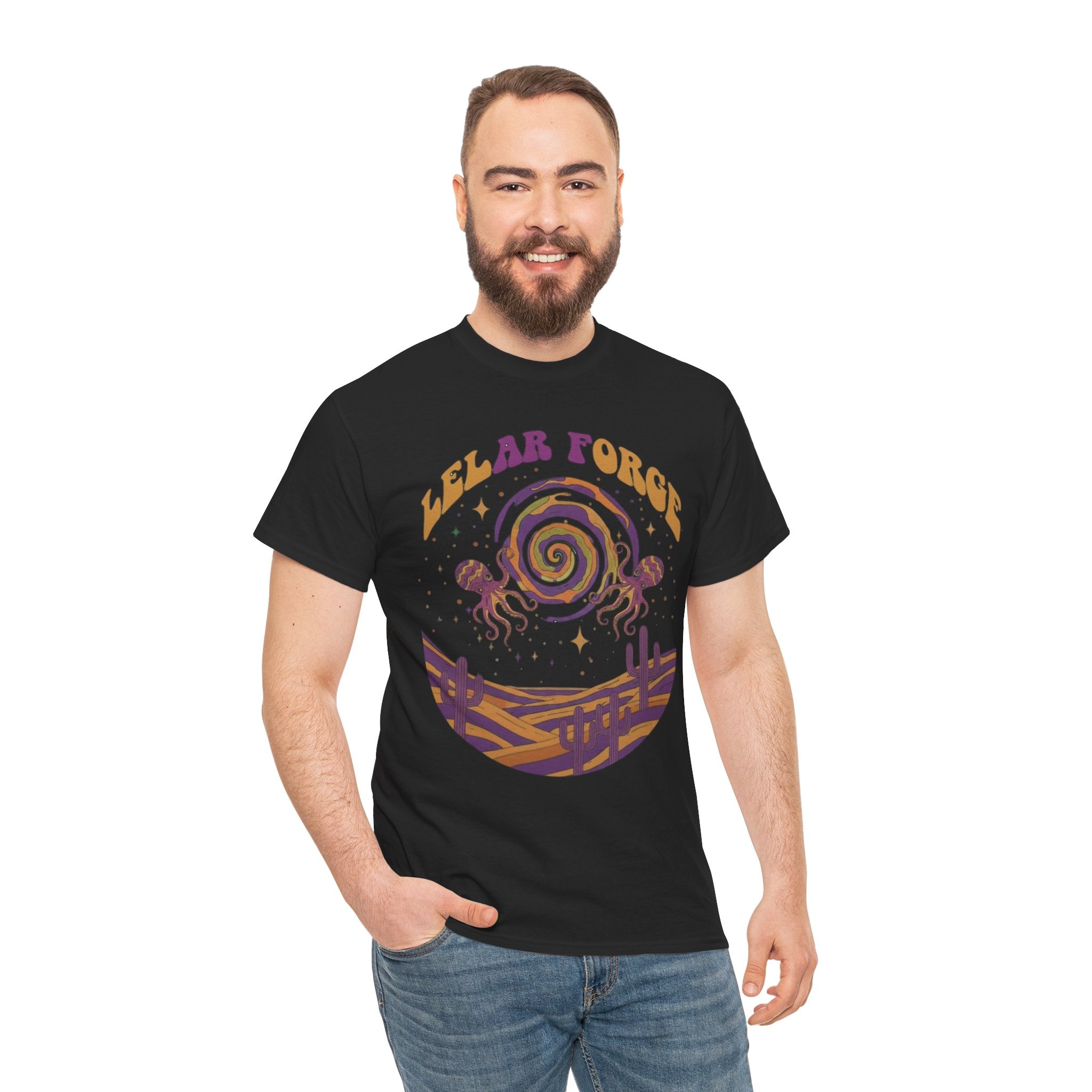Leelar Forge Fantasy T‑Shirt — Retro Cosmic Octopus Graphic Tee