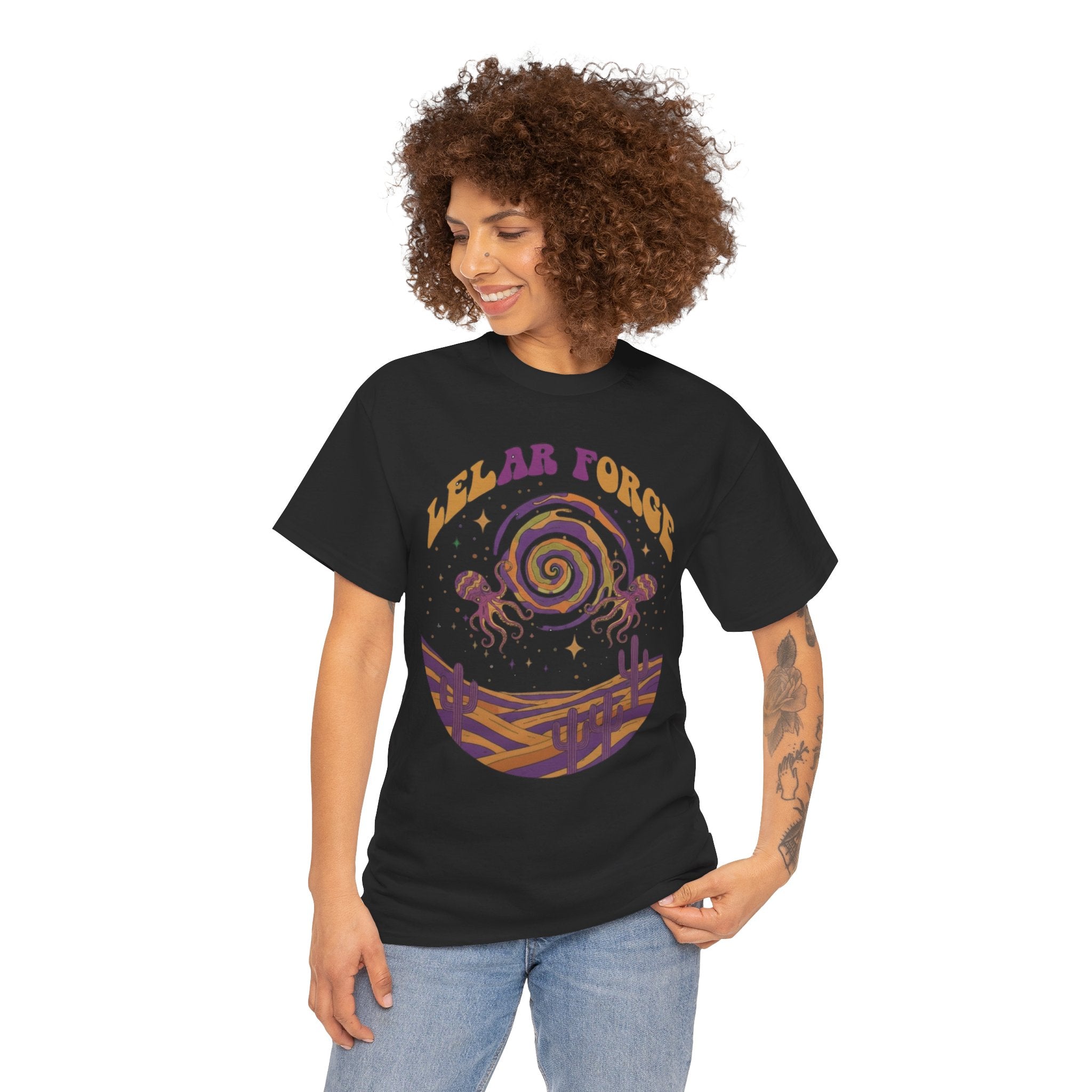 Leelar Forge Fantasy T‑Shirt — Retro Cosmic Octopus Graphic Tee
