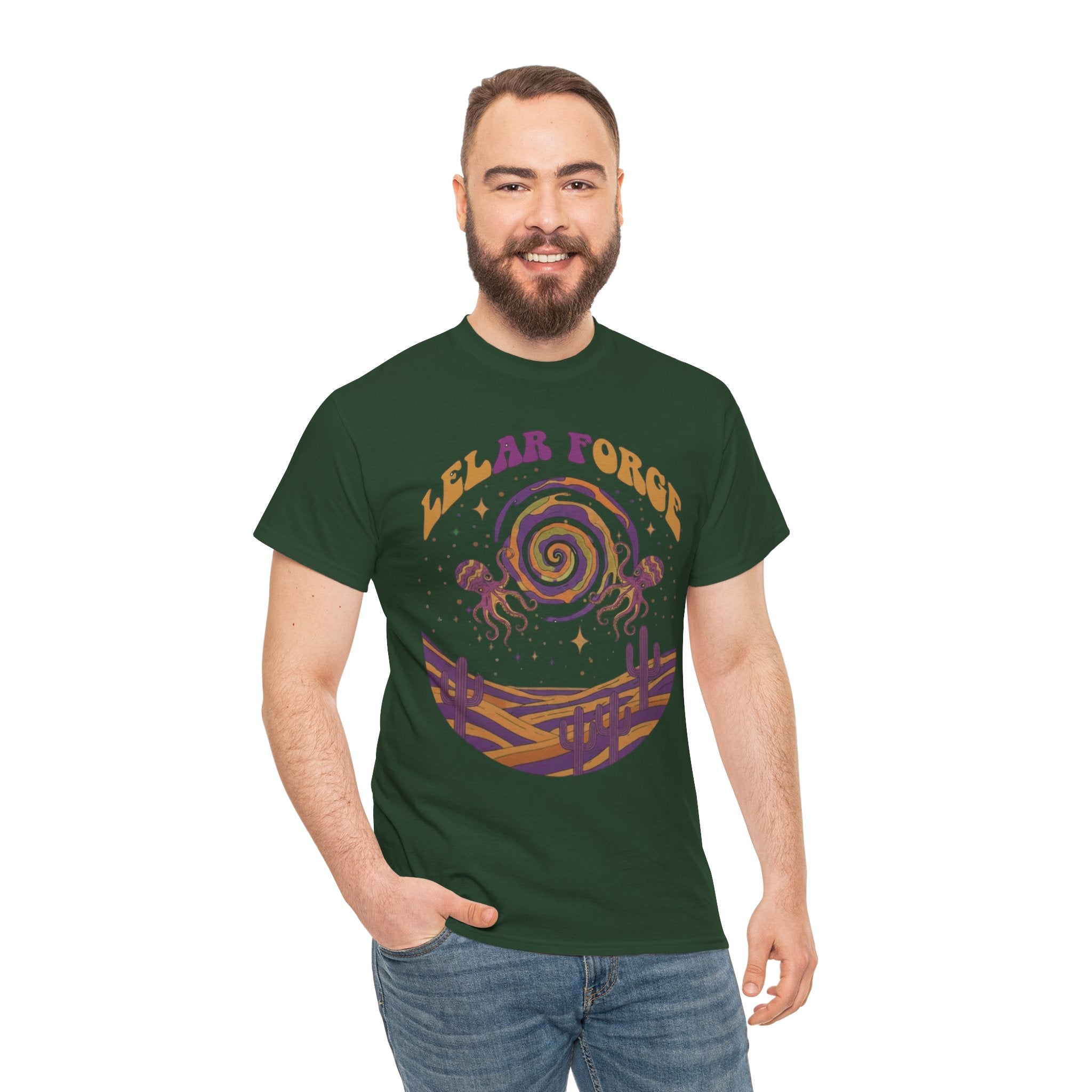 Leelar Forge Fantasy T‑Shirt — Retro Cosmic Octopus Graphic Tee