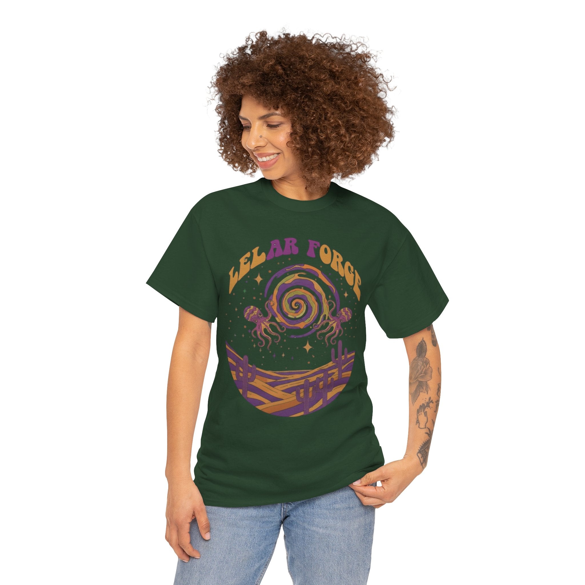 Leelar Forge Fantasy T‑Shirt — Retro Cosmic Octopus Graphic Tee